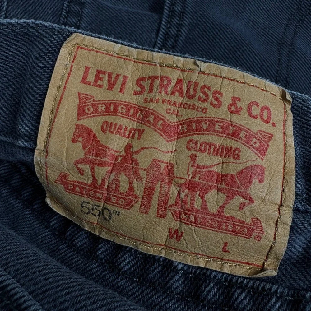 Levis 550 Relaxed Fit Tapered Leg Black Denim Jeans Mens 56x32 01550-0260